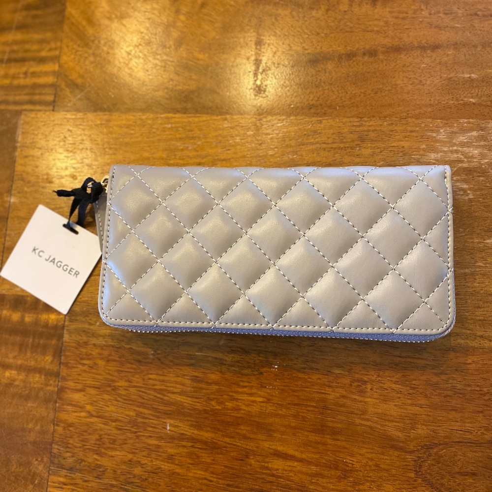 KC Jagger Gray Quilted Leather Wallet